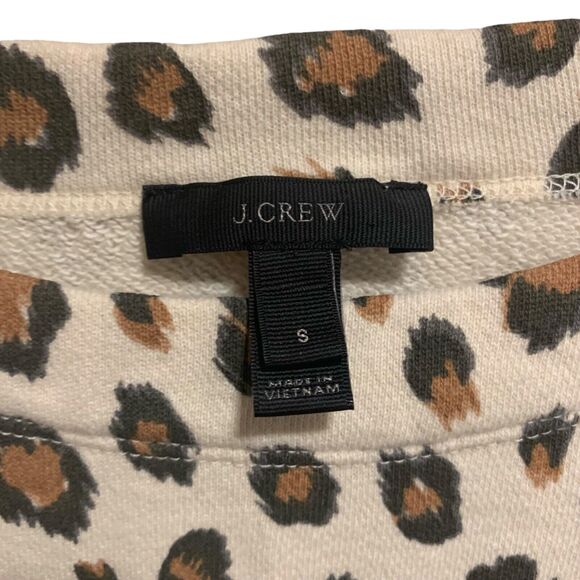 J Crew Womens Leopard Animal Print Boat Neck Sweater SzS Casual City Basic - Picture 3 of 6